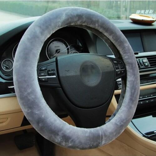 38cm Car Steering Wheel Cover Winter Plush Handle Car Short Velvet Inner Ring Universal Warm Fashion
