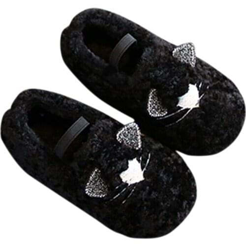 New Winter Kids Shoes for Toddler Girls Shoes Baby Girl Fur Slides Cotton Flip Flop Warm House Children Shoes