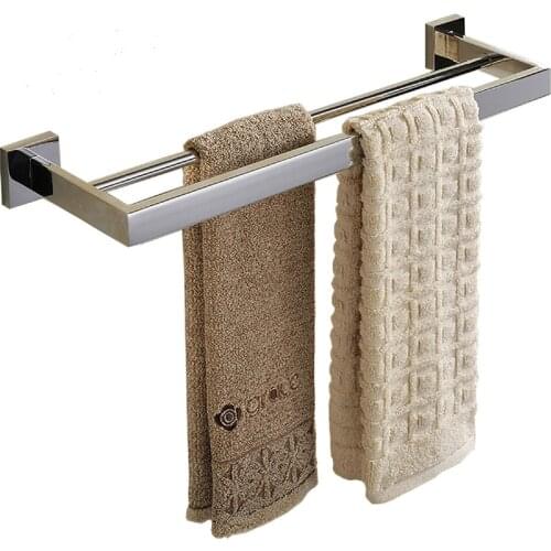 304 Stainless Steel Double Towel Bar Bathroom Thickened Towel Bar Bathroom Hardware Stainless Steel Pendant Factory Direct
