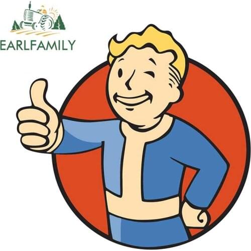 EARLFAMILY 13cm x 12.5cm Decal for Fallout Character Vault Boy Car Phone Waterproof for VAN RV 3D Vinyl Car Wrap Sticker