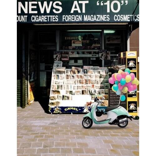 Brick Floor Book Store Balloon Motorcycle Photography Backdrops Photo Props Studio Background 5x7ft