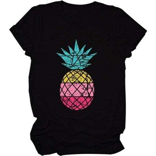 Colourful Pineapple Print Women T Shirt Short Sleeve O Neck Loose Women Tshirt Ladies Tee Shirt Tops Clothes Camisetas Mujer