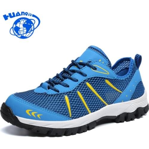 HUANQIU Summer New Wear-resistant Breathable Mesh Shoes Mens Running Mens Shoes Outdoor Hiking shoes Large Size fm81