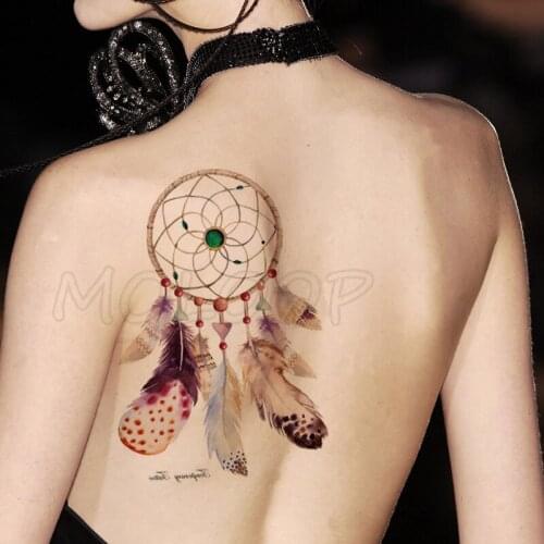 Emerald Dreamcatcher Feather Tattoos Stickers Women Body Waist Arm Art Tattoos Temporary Girls Butterfly Tatoos Rose Chains