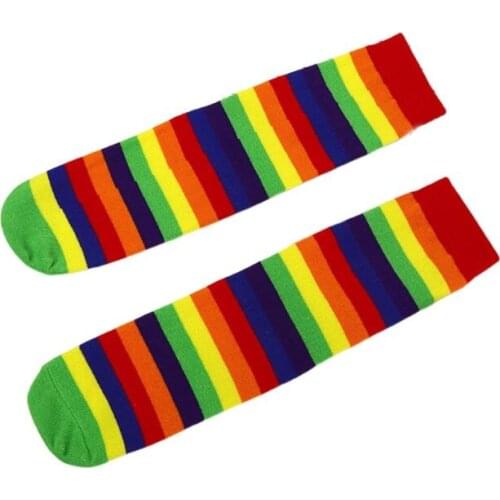 J60B Trend Kids Rainbow Striped Sock Cute Boys Girls Children Cotton Socks Gifts