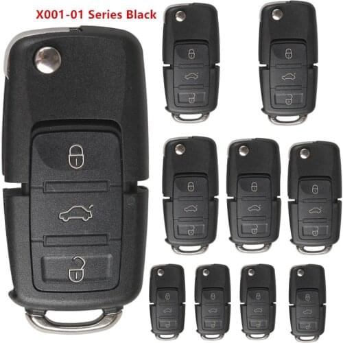 Keyecu 10PCS /LOT XHORSE X001-01 Series Black Color VW B5 Style Universal Remote Key Fob 3 Button for VVDI Key Tool