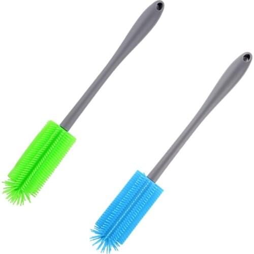 2 Pieces Long Hadle Silicone Bottle Brush Cleaner Bottle Cleaning Brushe for Narrow Neck Container Water Bottle and Vase
