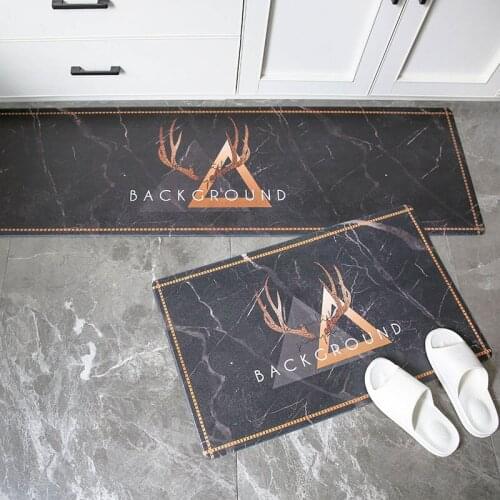 Nordic Style Kitchen PU Floor Mat Waterproof And Oil-proof Leather Kitchen Carpet Sofa Bedside Rugs Non-Slip Hallway Doormat