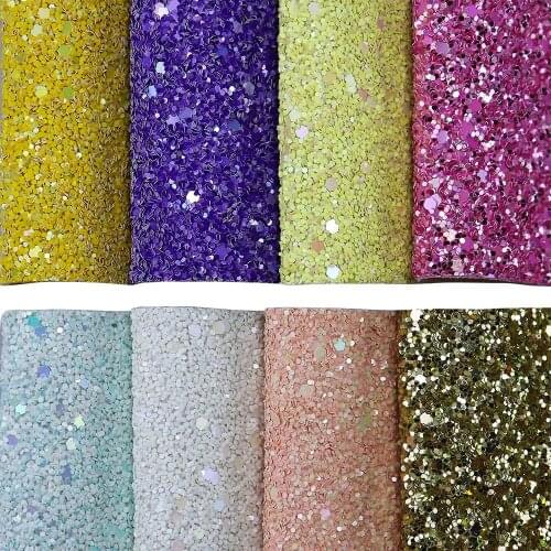 A4 sheet 8"X11.8" Multicolour Chunky Hexagonal Glitter Fabric Faux PU leather For hair bows craft Sewing DIY 1pieces F0369