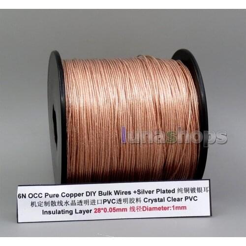 LN006018 200m OCC 28*0.05mm Crystal PVC OD: 1mm DIY Headphone Earphone Cable bulk Semi-finished Custom DIY Repair