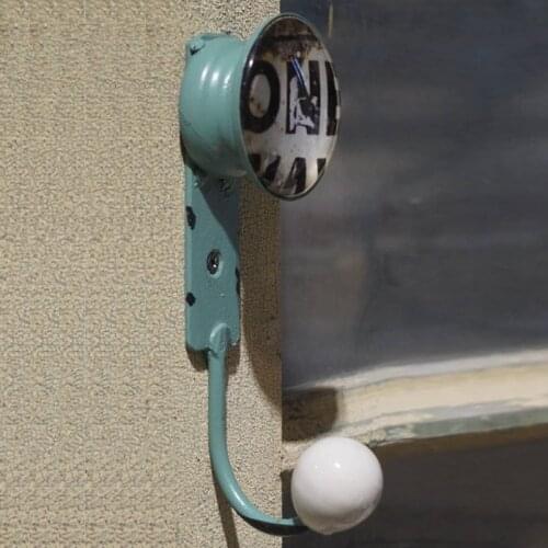 Metal Retro Rustic Single Coat Hook with Glass Knob