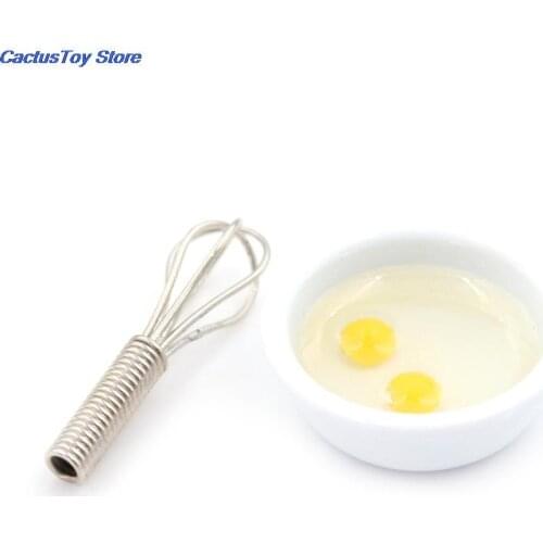 Simulation Kitchen Food Furniture Toys Egg Whisk & Bowl 1:12 Dollhouse Miniature Accessories for Doll House Decor