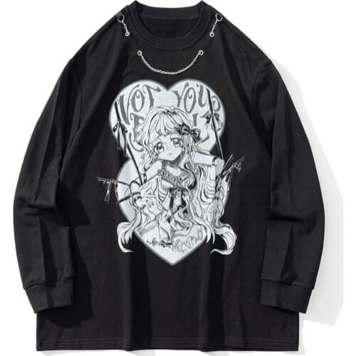 Imprisoned Girl Anime Printed Fashion Chain Sweatshirts Men Loose Japanese Hipster High Street Hoodie Couple Streetwear