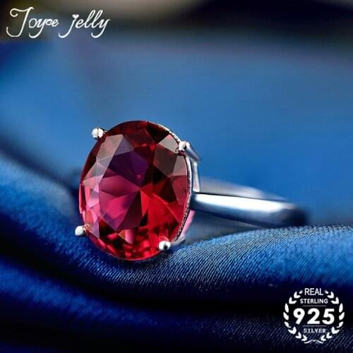 JoyceJelly Trendy Women Rings 925 Sterling Silver Ajustable Wedding Gifts Fine Jewelry Ring Ruby Gemstone Party Gifts Wholesale