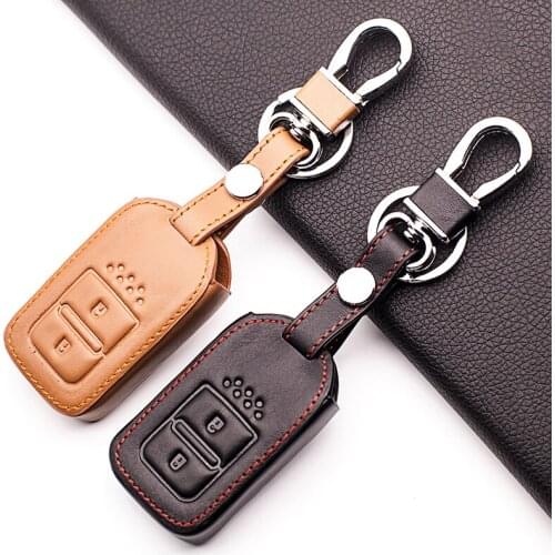 Genuine Leather Smart Remote Key Case For Honda HRV HR-V Vezel For Jazz Crosstour XRV Jed Pilot Accord Civic 2 button Great case