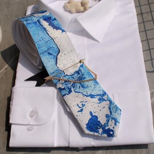 New Free Shipping casual Mens male man Fashion map series specific tie wedding hosted Western European party print necktie gif