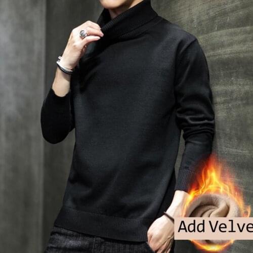 Autumn Winter Pure Cotton Sweater Men 2020 Newly Arrived Korean Turtleneck Long Sleeve Plus Velvet Sweaters Casual Pull Homme