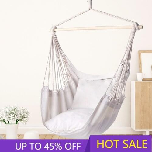 Portable Canvas Hammock Chair Swing Indoor Garden Sports Home Travel Leisure Hiking Camping Stripe Hammock Hanging Bed