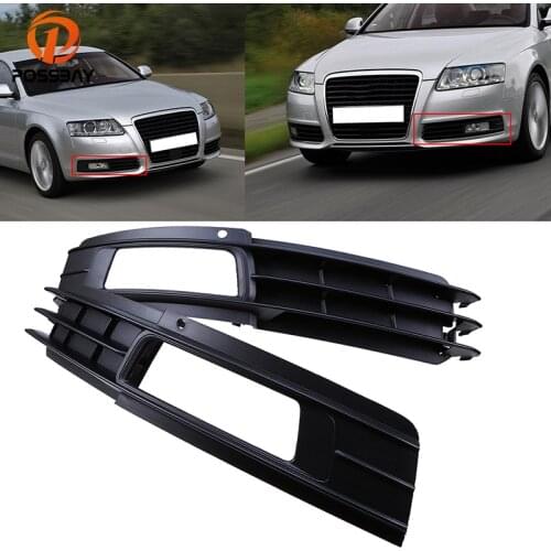POSSBAY Front Lower Bumper Grills Fog Light Lamp Grilles Cover for Audi A6 C6 Sedan/Avant 2008-2011 Car-styling