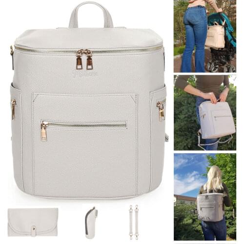 Motheric PU Leather Baby Nappy Diaper Backpack Maternity Changing Pad Stroller Straps Insulation Large Capacity bag for mom