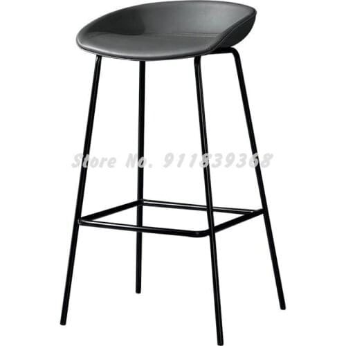 Nordic Iron Bar Chair Simple Industrial Style Milk Tea Shop Coffee Shop High Chair Front Desk Stool Leather Bar Chair