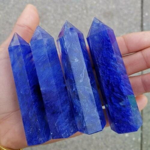 Random Blue Smelting Stone Quartz Crystal Obelisk Point Display Specimen