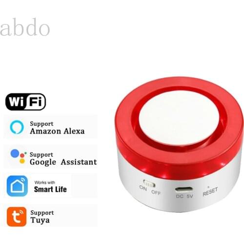 WiFi Smart Strobe Siren Work With Tuya Door Sensor PIR Water Detecter Compatible W Alexa Google Home Tuyasmart Smartlife APP