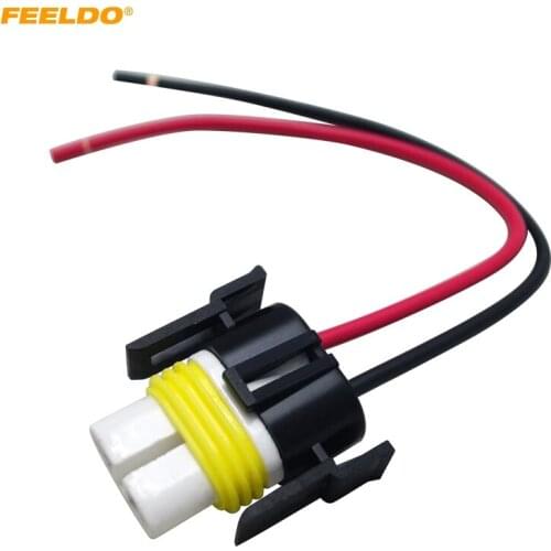 FEELDO 1Pc H11/H8 Heavy Duty Loose Wiring Ceramic Socket Plug Connectors Adapter Pigtails For Headlights Fog Lamps #FD-5468