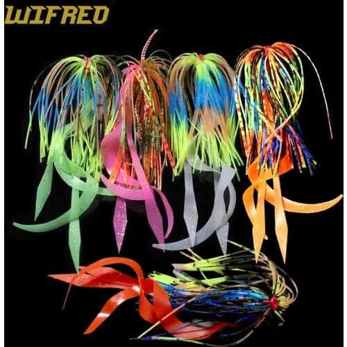 WIFREO 5PCS Silicone Skirts Trailer SpinnerBait Buzzbait Squid Rubber Jig Lure Baits Saltwater Fishing Lures Accessories