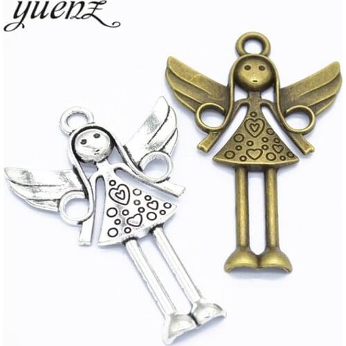 YuenZ 4 pcs Antique Silver Plated Angel Girl Charms Metal Pendant Diy Jewelry Handmade Accessories 58*39mm I230