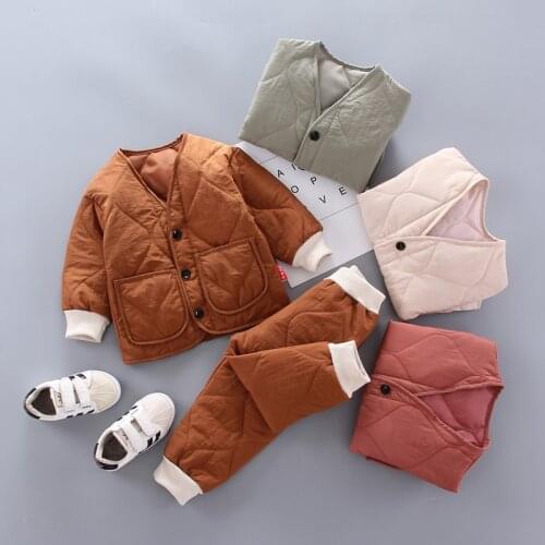 Winter Children Kids Clothing Sets Warm Faux Down Coat Clothing Sets Baby Girls Baby Boys Snowsuit Coats Pants Overcoat SETS