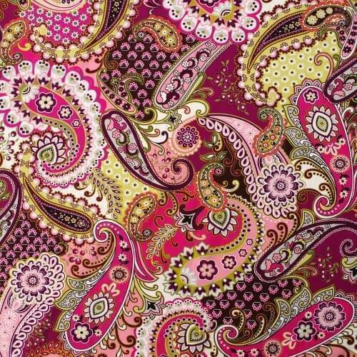 1 yard Cotton Woven Fabric for sewing pathwork, dress, cloth, bedding, hadmaking, Paisley Flower (width=140cm)