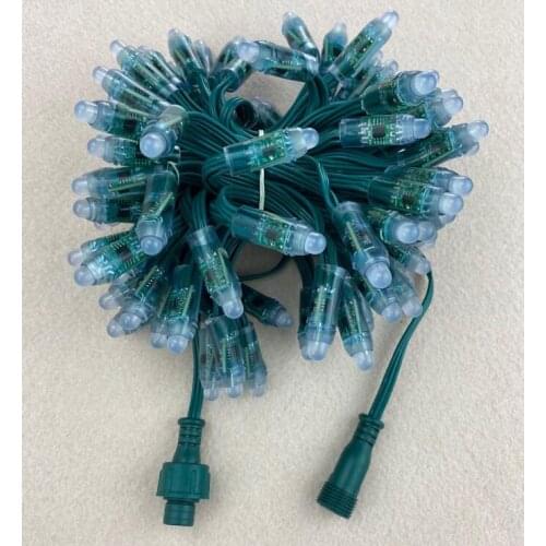 100pcs/set DC12V addressable 12mm WS2811 led smart pixel node,RGB full color;all GREEN 18AWG)wire,IP68;with 13.5mm pigtail