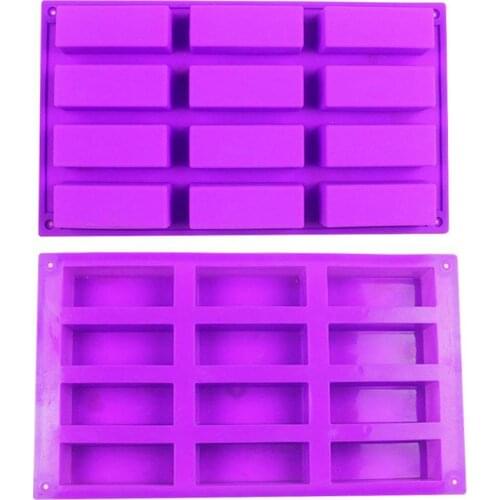 2020 Hot Portable Rectangle 12 Cavities Silicone Soap Candy Cake Mold Diy Baking High Temperature Resistance Mould Bakeware