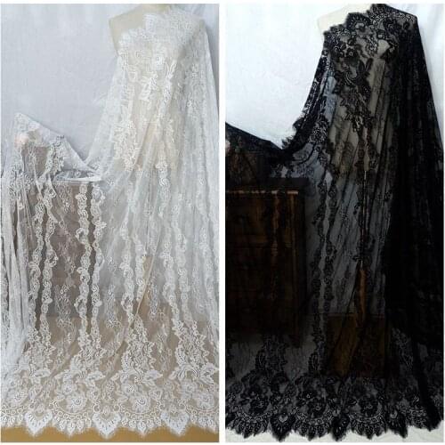 3Meter/Lot Wide 150CM delicate car bones eyelashes lace fabric DIY clothing wedding dress decoration accessories