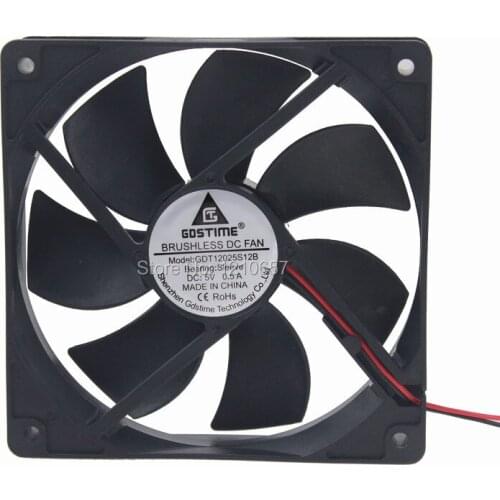 5 PCS lot Gdstime DC 5V 12cm 120mm x 25mm 2Pin 0.5A 12025S PC Computer Case Cooler Cooling Fan