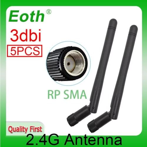 EOTH 5PCS 2.4G wifi Antenna wi-fi 3dBi SMA Female connector 2.4GHZ antena IOT Aerial antennas antenas for Wireless wi-fi Router