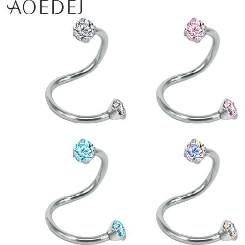 AOEDEJ 4 Pcs 1 Lot Crystal Ear Tragus Earrings Stainless Steel Ear Piercing Ring Labret Lips Piercing Jewelry Colored Ear Studs