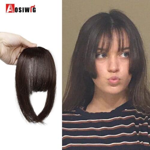 AOSIWIG Straight Hime Cut Bangs Wigs Fringe Clip In Blunt Bangs Hair Heat Resistant Synthetic Female Cosplay Wig