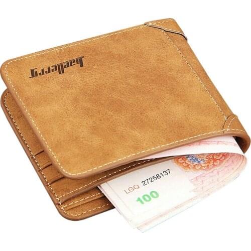 Baellerry brand Vintage Nubuck Leather Mens Wallets Slim Purse For Man ID Credit Card Holder