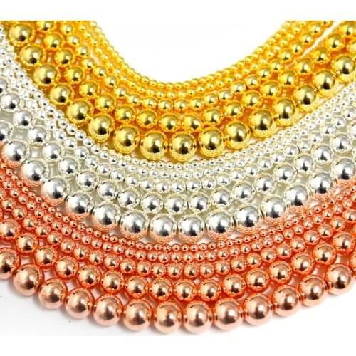 Natural Stone Beads Rose Gold Hematite Round Loose Beads For Jewelry Making 15 inches 3/4/6/8/10mm Diy Bracelet Jewelry