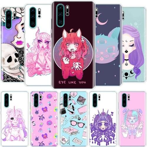 Girly Pastel Witch Goth Cover Phone Case for Huawei P40 P30 P20 Mate 30 20 10 Pro P10 Lite P Smart Z 2019 Coque Shell Capa