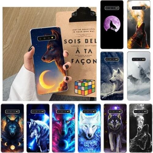 Moon Wolf Howling Art Soft TPU Phone Case For Samsung S8 S7 A10 A10S A70E A70S A90 A60 A8S M02 A01 A02 A6 A7 A8 A9 J2 Core Cover