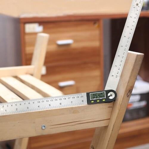 0-200mm/8 inches Stainless Steel Digital Protractor Angle Finder Ruler with Reversible Reading Hold Function