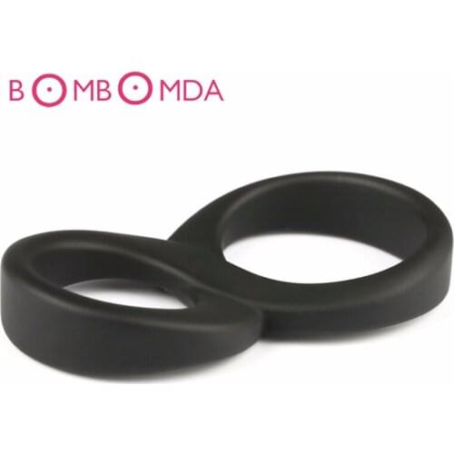 "8" Double Penis Rings Silicone Time Delay Erection Cock Rings For Men Adult Sex Toy Products