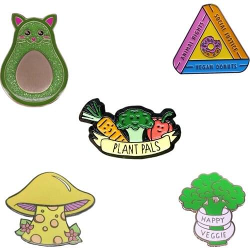 Vegan Enamel Pin food theme brooch Vegetarian lovers great addition