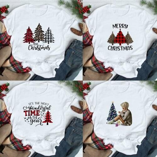 Its The Most Wonderful Time of The Year Women Graphic Tee Merry Christmas Tree Print Casual Aesthetic T-shirt Camisetas Mujer