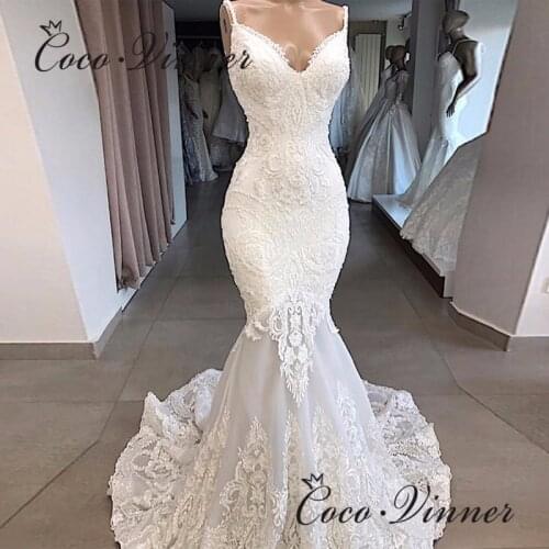 Europe and America Design Quality Wedding Dress 2021 New Straps V neck Custom Made Sexy Backless Mermaid Wedding Dresses W0697