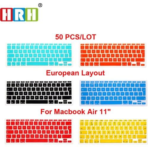 HRH 50pcs Dust Cover Silicone English UK EU Keyboard Cover Skin Protector Protective Film For Macbook Air 11.6 inch A1465/A1370
