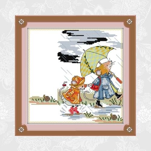 Joy sunday After school Patterns Printed Cross Stitch 11CT 14CT DIY Embroidery Thread Beginner Needlework Cross Stitch Kits